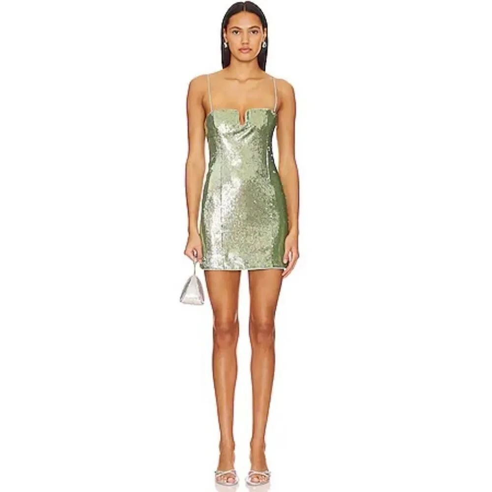 NWT Lovers + Friends Siobhan Sequin Mini Dress XL Green Strap Party